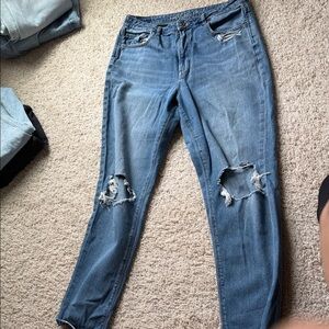 Classic Blue Distressed Women Jeans size 12 long
